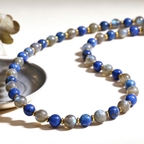 Collier Lapislazuli, Labradorit  Magnetverschluß