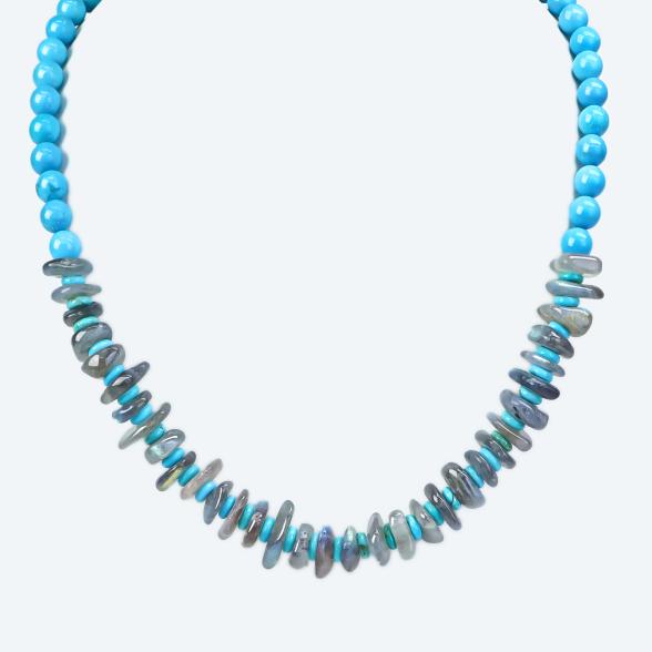 Collier Howlith gef. ,Labradorit Magnetverschluß