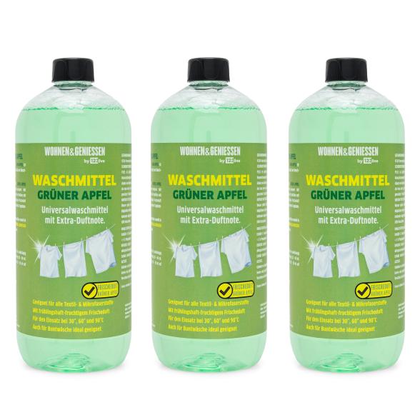 W&G Waschmittel 3 x 1 Liter Grüner Apfel