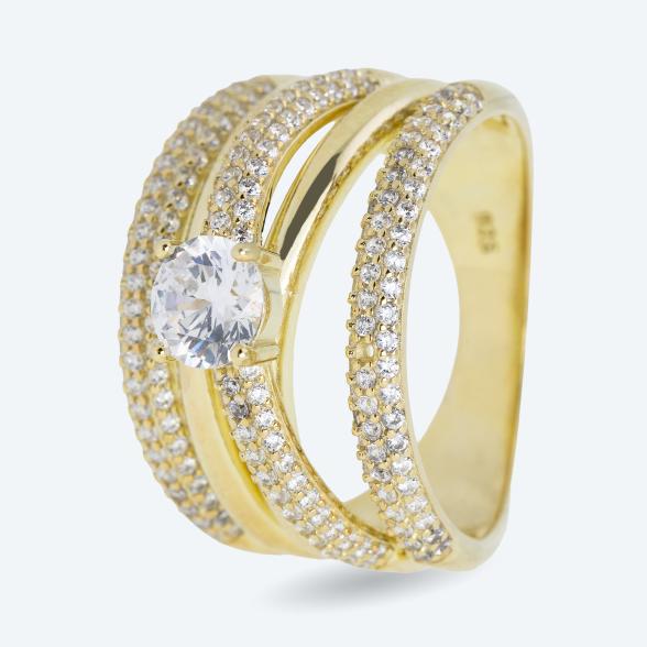 Ring 925 Sterling Silber vergoldet Zirkonia
