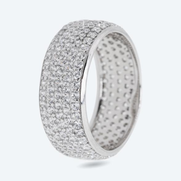 Ring 925 Sterling Silber rhodiniert Zirkonia weiß