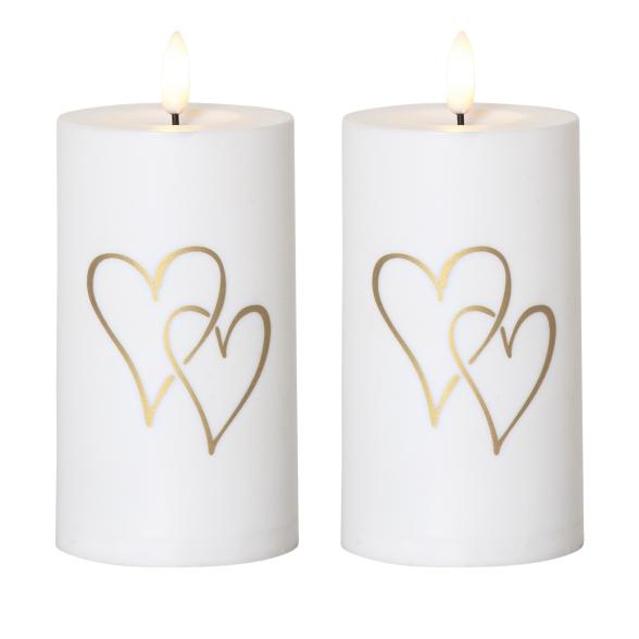 LED-Außenkerzen 2er Set Herz