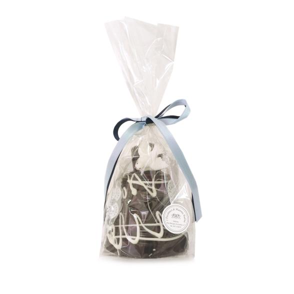 Glocke aus Zartbitterschokolade mit Pistazien