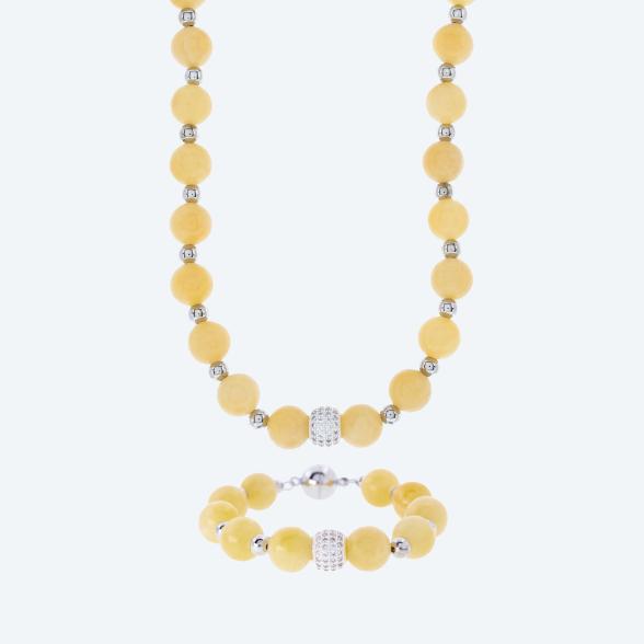 Christian Materne SET Collier+Armband Jade gelb