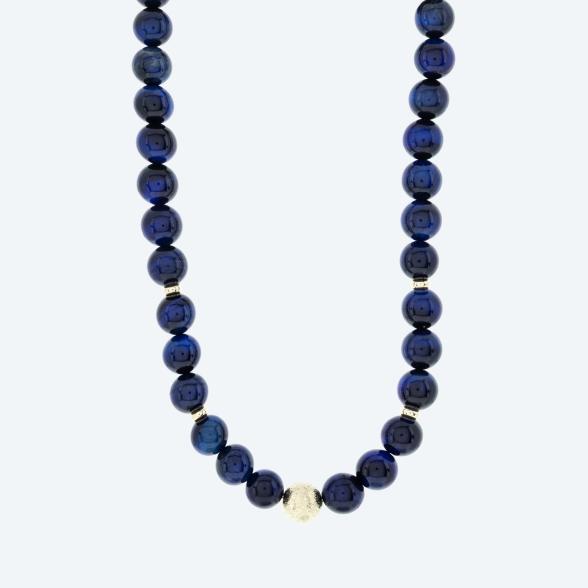 Christian Materne Collier Tigerauge blau gef.