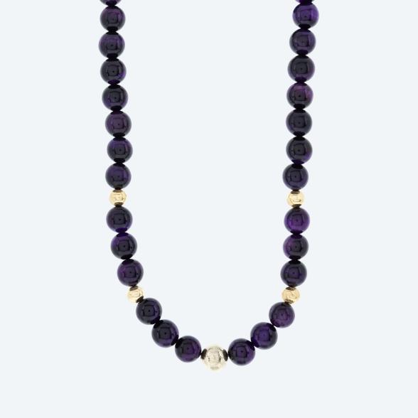 Christian Materne Collier Tigerauge lila gef.