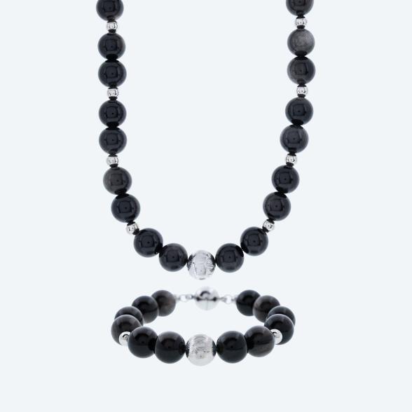 Christian Materne SET Collier+Armband Obsidian