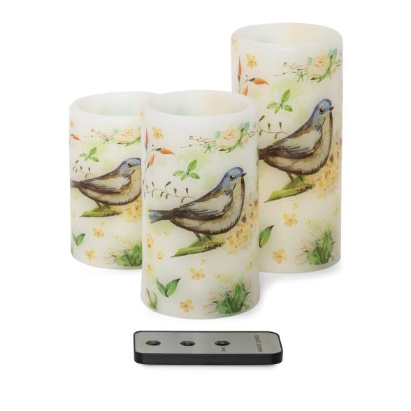 LED-Kerzen mit Vogelmotiv