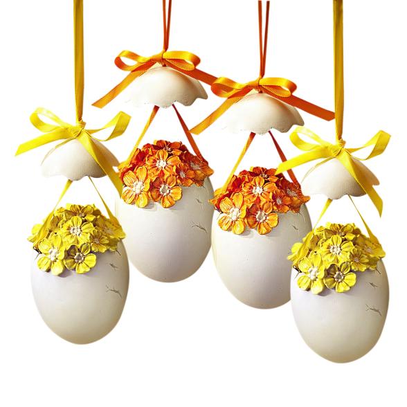 4er Set Dekohänger Blumen-Ei