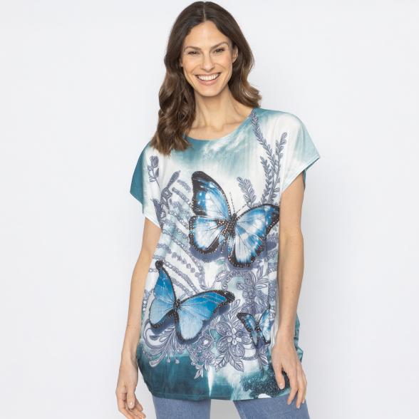 FASHION NEWS Damen-Shirt Butterfly petrol