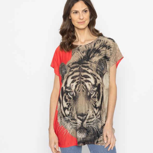 FASHION NEWS Damen-Shirt Tigerkopf Coral