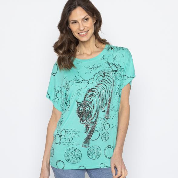 FASHION NEWS Damen-Shirt Tiger türkis