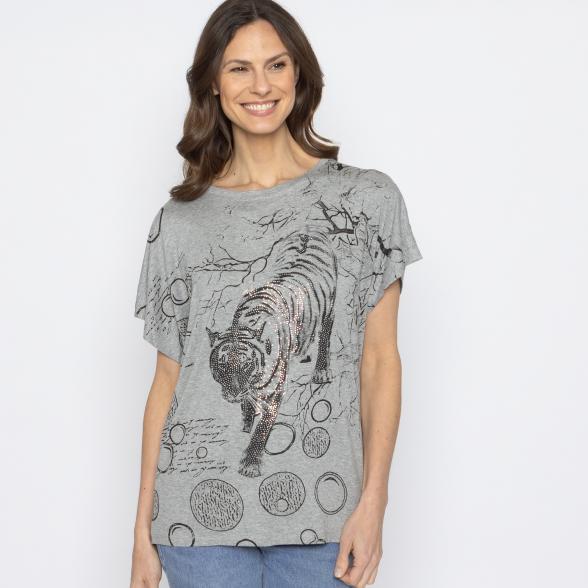 FASHION NEWS Damen-Shirt Tiger grau