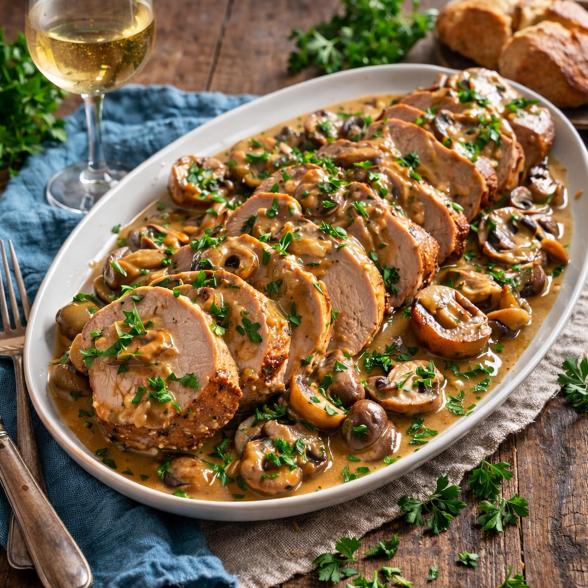 Lendenmedaillons in Pilzsoße