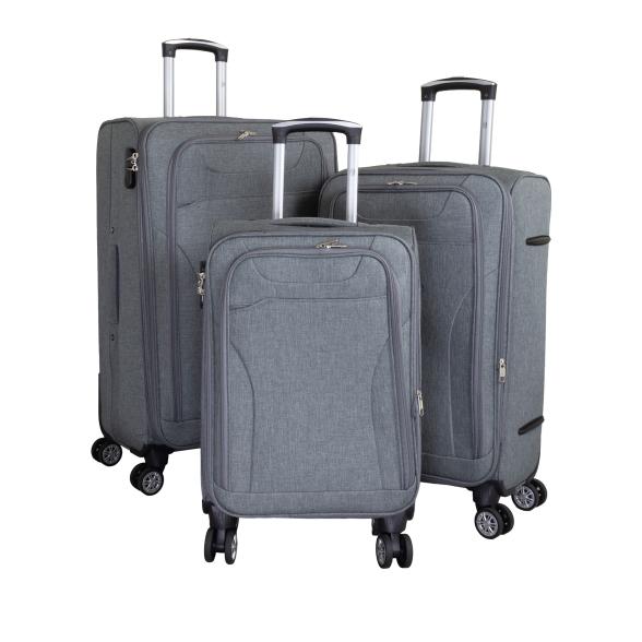 3-teiliges Stoff-Kofferset 'Cremona' grau