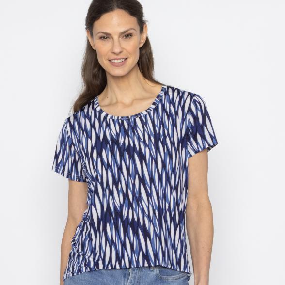 FASHION NEWS Damen-Shirt Blätter blau/multicolor