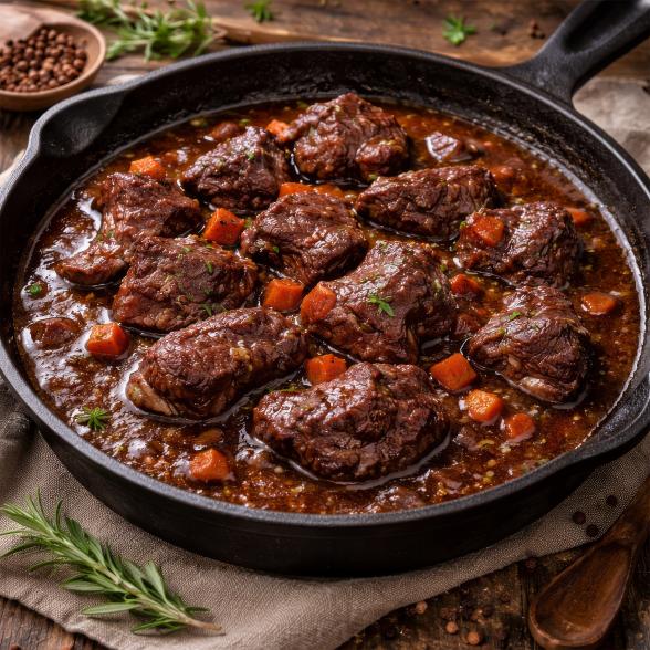 Ochsenwangerl in Karotten-Soße