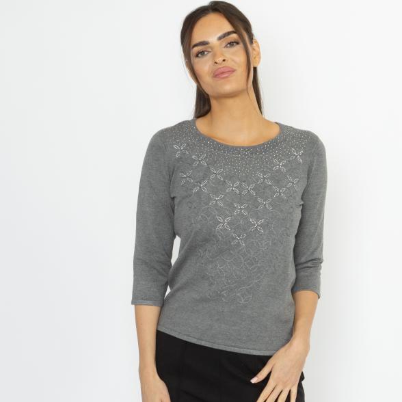MILANO Design Damen-Pullover grau meliert