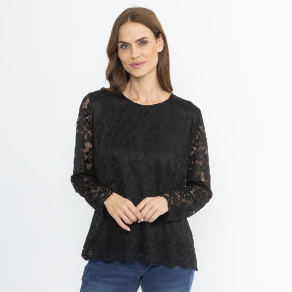 TRENDS by J. Leibfried Spitzenshirt schwarz