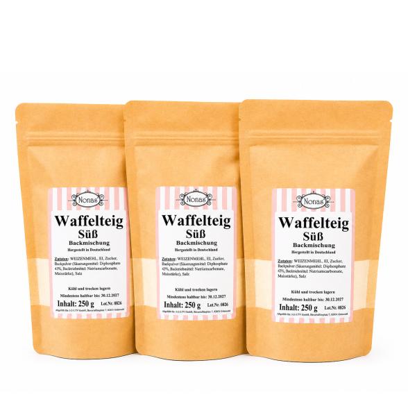 Nona's Waffelteig Süß Sortenrein 3x250g