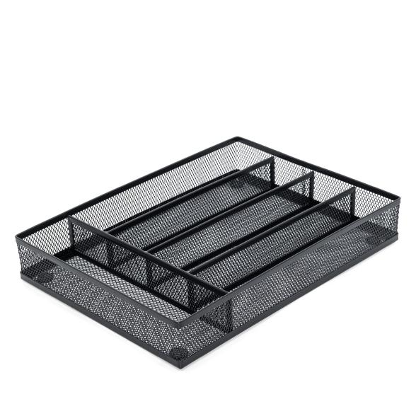 Besteckkasten Metallgeflecht Besteckeinsatz offen Größe m hbt ca 5 x 235 x 317 cm schmal schwarz - Relaxdays