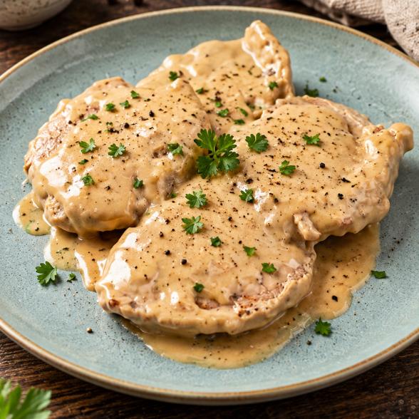 Schnitzel in Rahmsoße