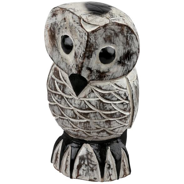 Darimana Eule Albesiaholz blackwash, ca. 30 cm