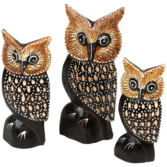 Darimana, Eulen, 25 - 17 - 15 cm, 3er-Set
