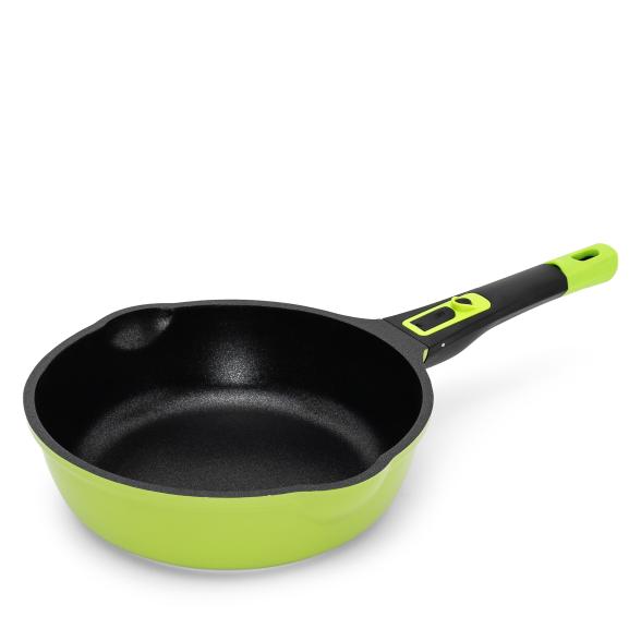 4019256024100 - Bratpfanne KING »Click-Grip Xylan Plus Silver Diamond« mit Glasdeckel Pfannen Gr Ø 24cm + Höhe 75cm grün Induktion abnehmbarer Griff XYLAN puls Silver Diamond-Beschichtung