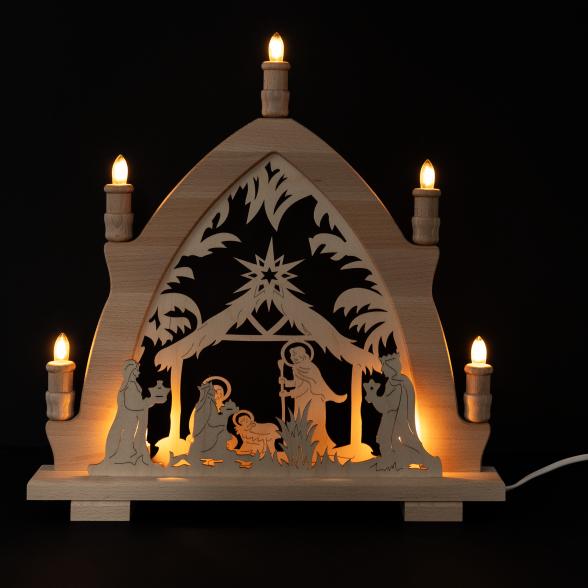 4260649066218 - Lichterspitze Christi Geburt 7-flammige Premium LED-Beleuchtung warmweiß