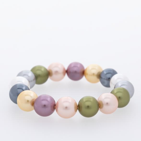 4069315093349 - Set Kette+Armband Muschelkernperle 12mm multicolor