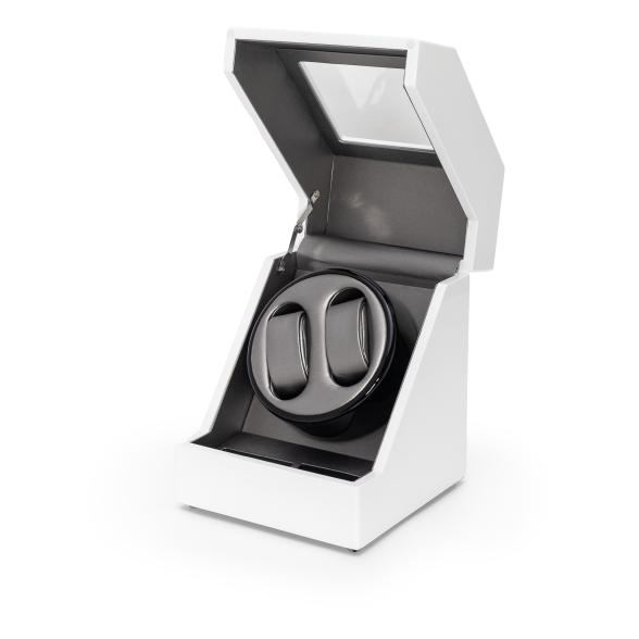 4061777095336 - 2er Uhrenbeweger Penta Piano weiß PU silbergrau