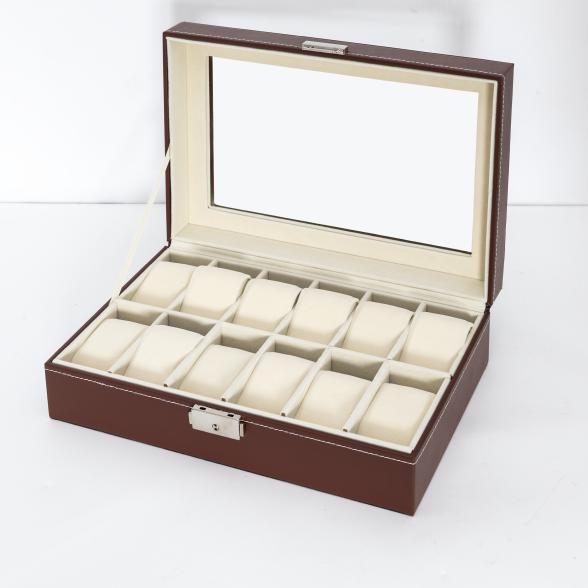 4061777100658 - Uhrenbox für 12 Uhren dunkelbraun beige