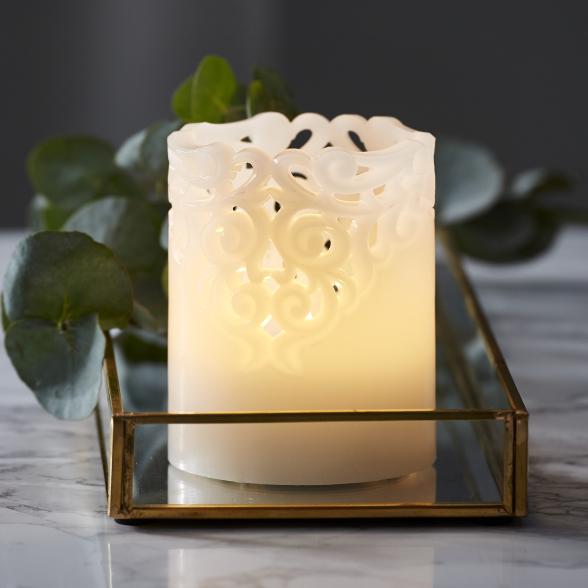 7391482022905 - Star Trading LED Kerze Clary von Star Trading Kerzenlicht warmweiß mit Timer batteriebetriebene Weihnachtsdeko für innen aus Wachs in Weiß Höhe 10 cm