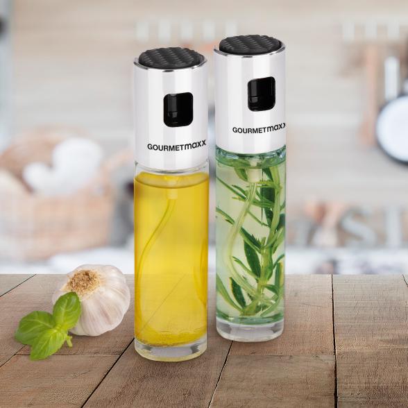 4052926055707 - GOURMETmaxx Sprühflasche Essig & Öl 2er-Set 100ml schwarz Edelstahl