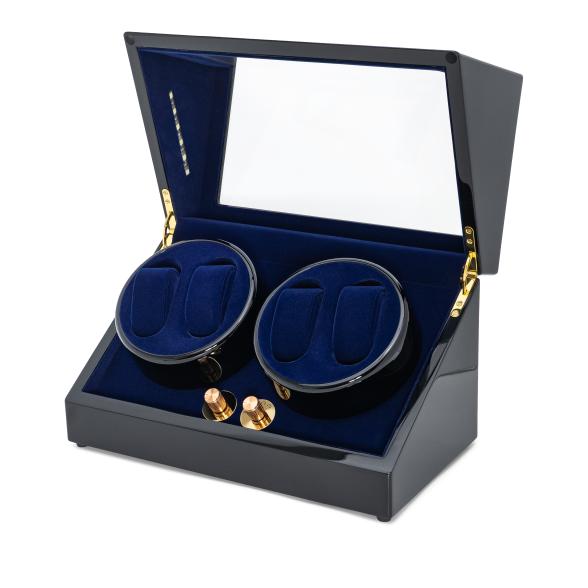 4061777105219 - 4er Uhrenbeweger Kubus pianoblack-blau