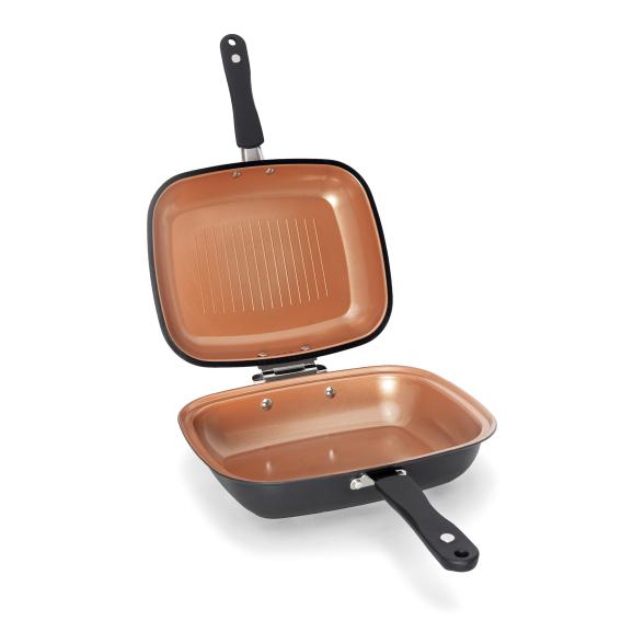 9010041021194 - Bratpfanne LIVINGTON Black Doubletta Basic Set Pfannen schwarz (schwarz kupferfarben) Bratpfanne Bratpfannen Pfanne 2-in1 Wendepfanne Induktion