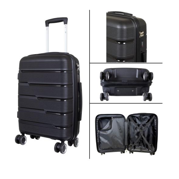 4251782485233 - 3-teiliges Polypropylen-Kofferset Aruba schwarz