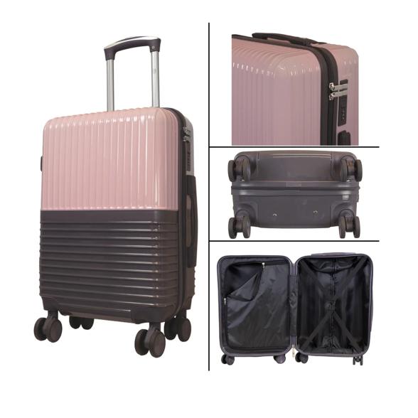 4251782484878 - 3-teiliges ABS Polycar-Kofferset Riga rosa-grau 4251782484878 - 3-teiliges ABS Polycar-Kofferset Riga rosa-grau