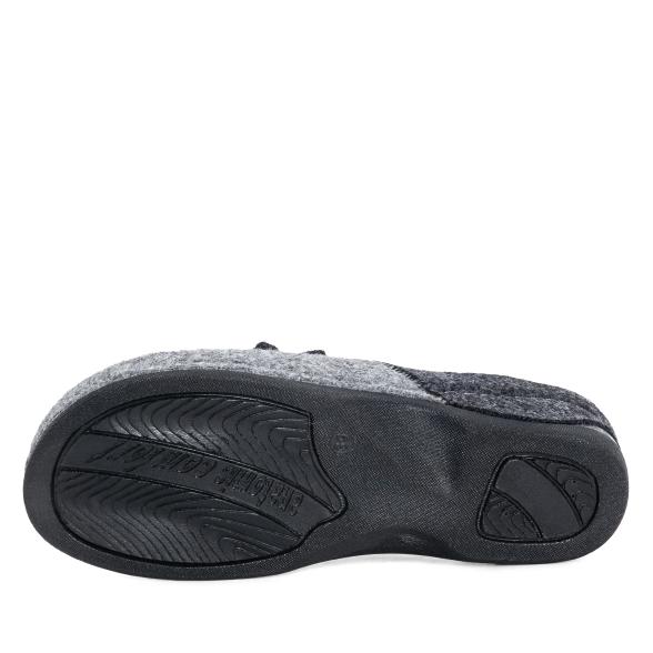 Thumbnail - Dr. Feet Damenhausschuhe grau/schwarz mit Blume
