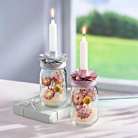 Thumbnail - 2 Kerzenhalter mit Blumen