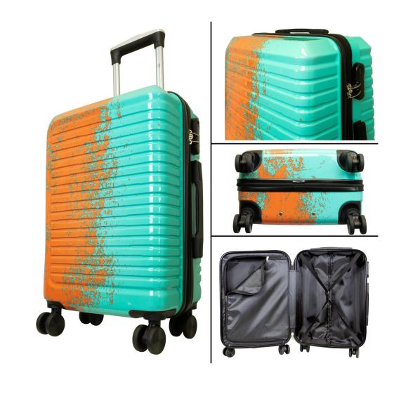 Thumbnail - 3-tlg. Poly-ABS-Kofferset 'Sierra' türkis-orange